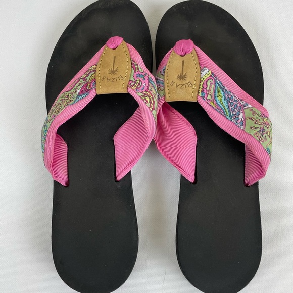 Eliza B Flip Flops Pink Paisley L 8 - Picture 3 of 7